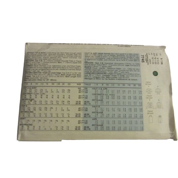 Vogue Women's Vintage Sewing Pattern 7745 Jacket & Skirt Size 12-14-16-18 - Picture 4 of 4